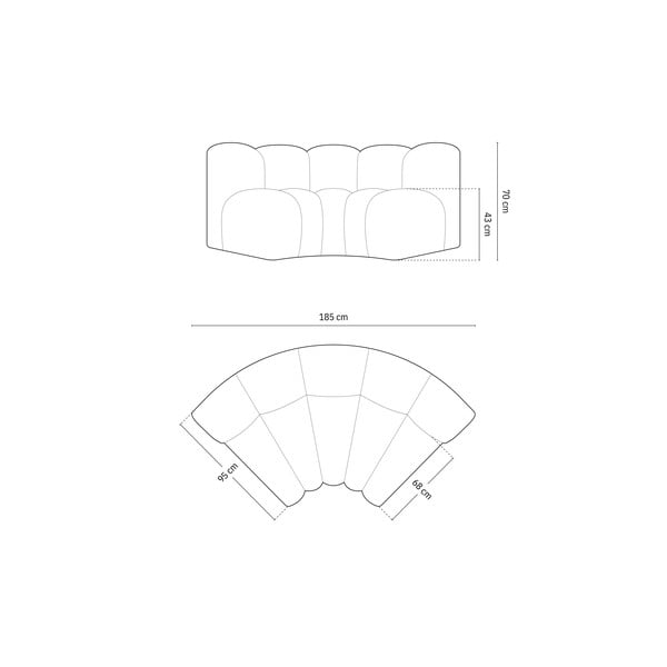Turkizen modul za sedežno garnituro iz šenilje (s kotom po izbiri) Lupine – Micadoni -image-4