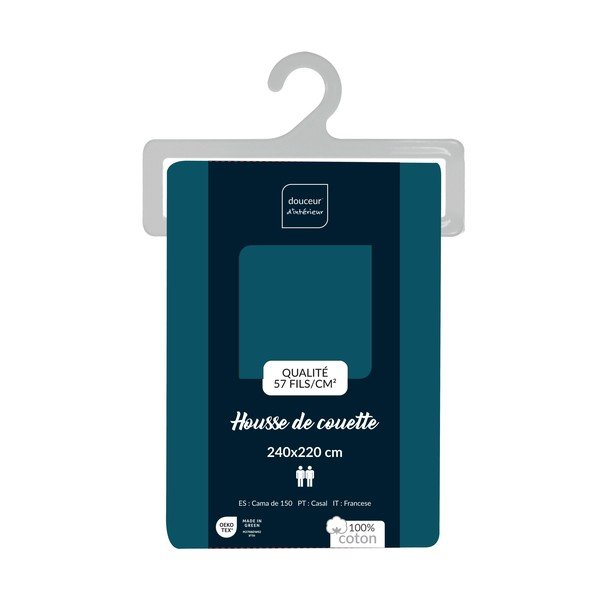 Modrozelena bombažna prevleka za odejo za zakonsko posteljo/podaljšana 240x220 cm Lina – douceur d'intérieur-image-2