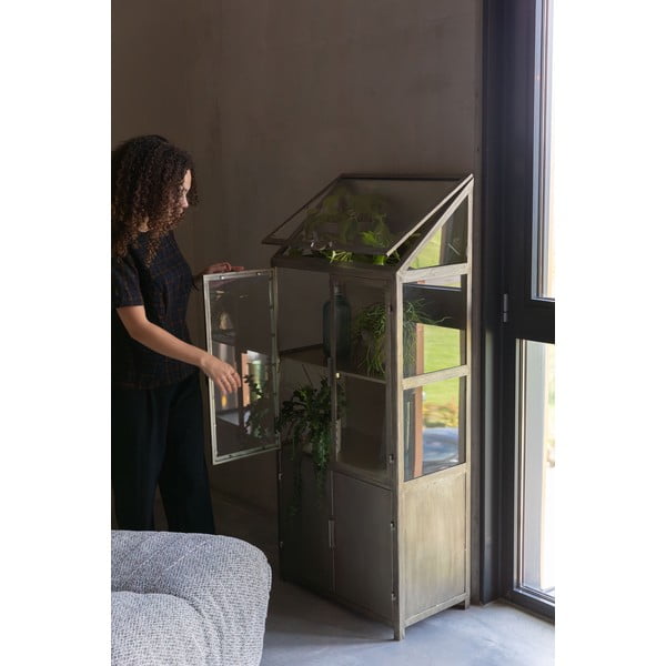 Siva kovinska vitrina 64x151x35 cm Monviso – Dutchbone-image-1