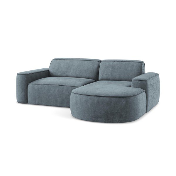 Prašno modra kotna sedežna garnitura iz šenilje (desni kot/z ležalnikom) Omao – Makamii-image-4