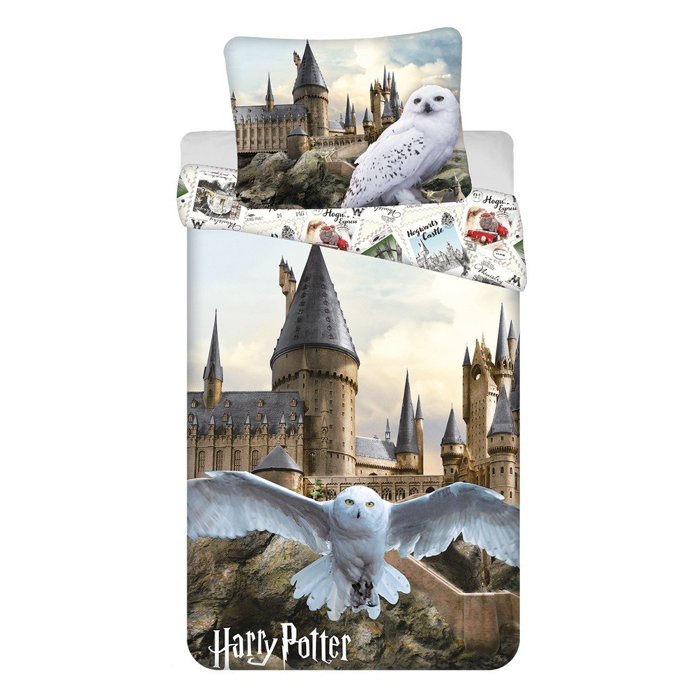 Enojna bombažna otroška posteljnina 140x200 cm Harry Potter "Hedwig"