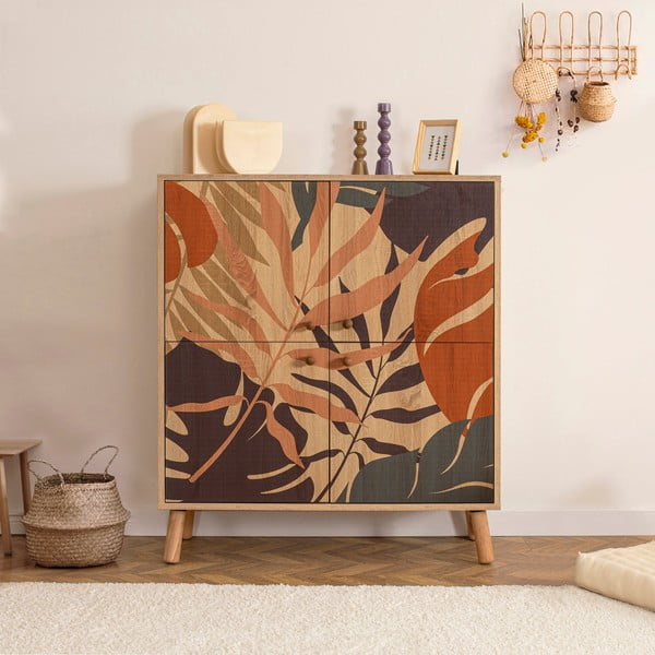 Omarica v hrastovem dekorju v naravni barvi 95x111 cm Multilux – Kalune Design-image-1