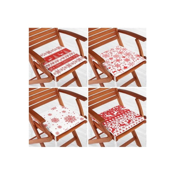 Sedežne blazine z božičnim motivom v kompletu 4 ks 40x40 cm Snowflakes – Mila Home-image-1