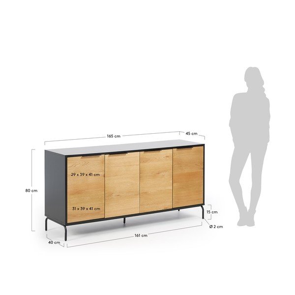 Črno-rjava komoda Kave Home SAVOI, 165 x 80 cm-image-4