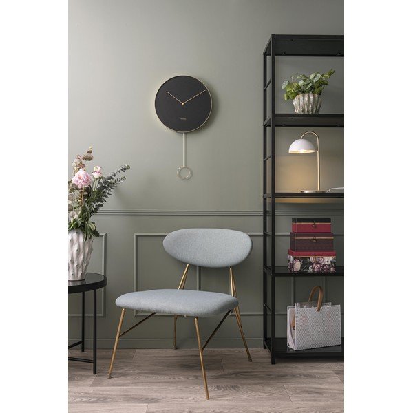 Črna stenska ura Karlsson Pendulum, ø 34 cm-image-1