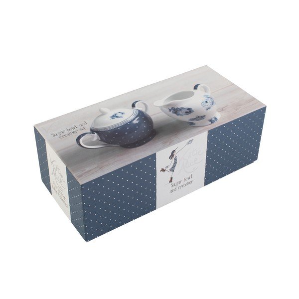 Garnitura porcelanaste sklede za sladkor in vrča za mleko Creative Tops Vintage Indigo-image-3