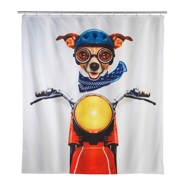 Barvita zavesa za prhanje Wenko Biker Dog, 180 x 200 cm