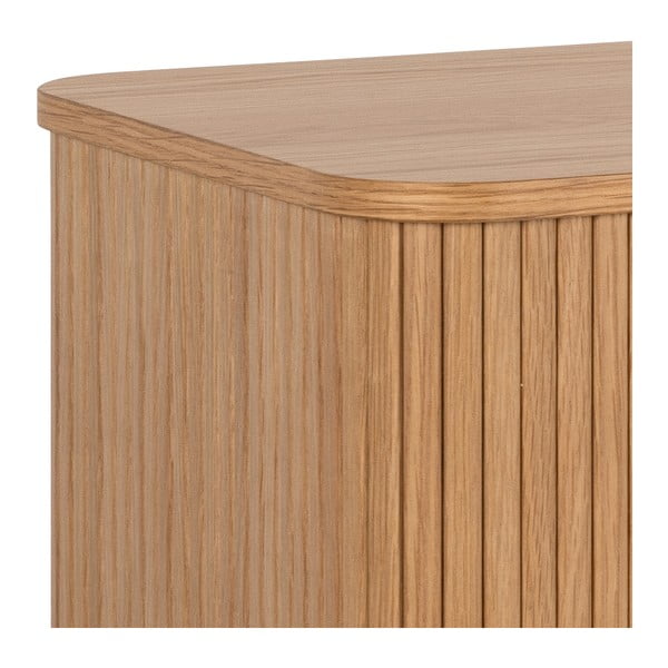 Nizka komoda v hrastovem dekorju z drsnimi vrati v naravni barvi 160x80 cm Langley – Actona-image-4