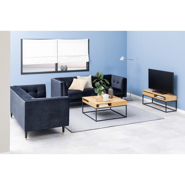 Klubska mizica z mizno ploščo v hrastovem dekorju v temni naravni barvi 80x80 cm Willford – Actona-image-4