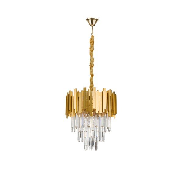 Kovinska viseča svetilka v zlati barvi s kristalnim senčilom ø 40 cm Grane – Nova Luce