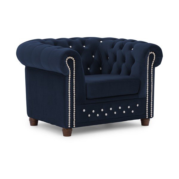 Moder žameten Chesterfield fotelj York Blik – Ropez