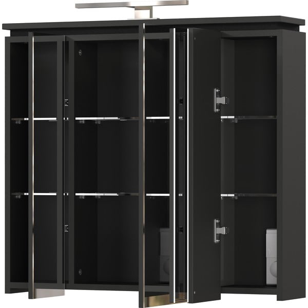 Antracitno siva kopalniška omarica z ogledalom in lučjo 76x74 cm Modesto – Germania-image-2