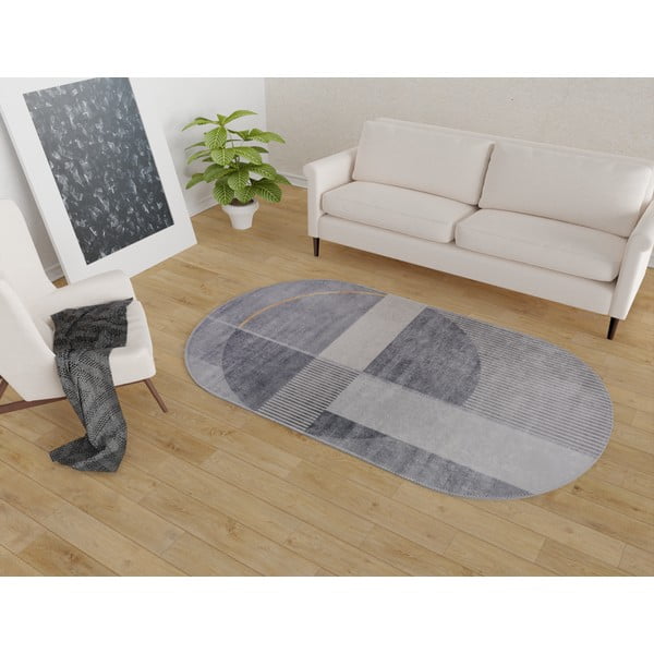Siva pralna preproga 60x100 cm Oval – Vitaus-image-1
