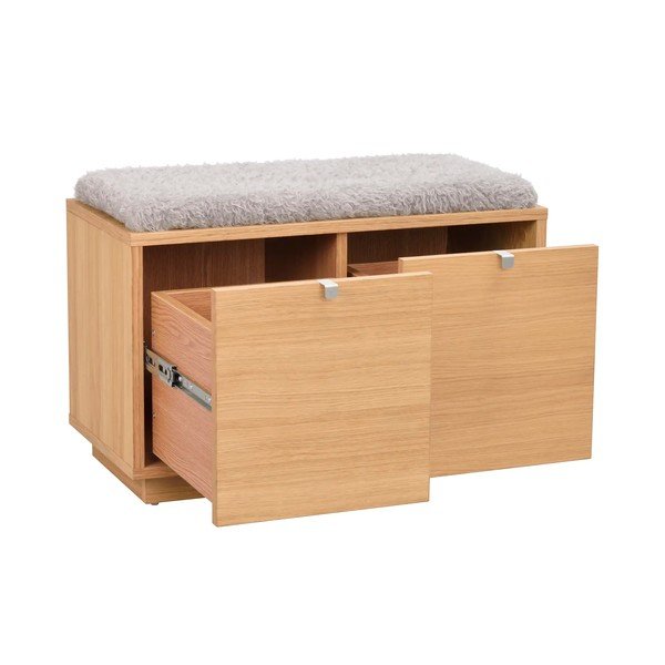 Siva omarica za čevlje v hrastovem dekorju s klopjo Confetti – Rowico-image-3