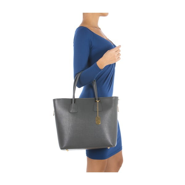 Usnjena torbica Saffiano Grigio-image-1