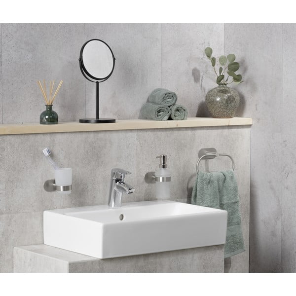 Steklen dozirnik za milo v mat srebrni barvi z namestitvijo brez vrtanja 200 ml Orea – Wenko-image-2