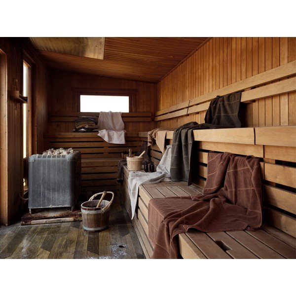 Svetlo rjava frotirna bombažna brisača 50x100 cm Sauna – Zone-image-1