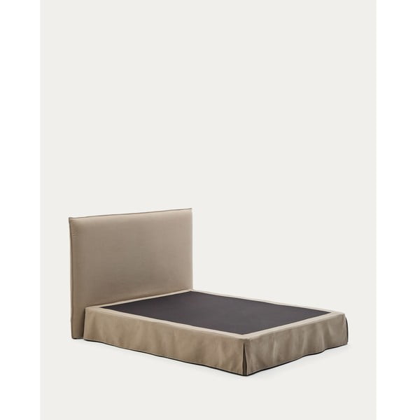 Sivorjava oblazinjena zakonska postelja 160x200 cm Jaira – Kave Home-image-3