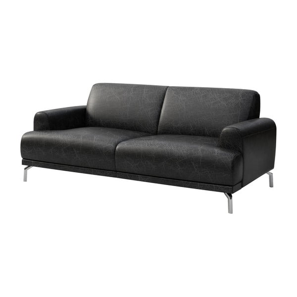 Črna usnjena zofa MESONICA Puzo, 170 cm-image-2