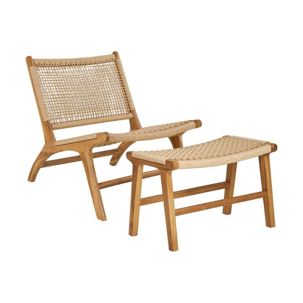Pleten fotelj z naslonjalom za noge v naravni barvi Derby – House Nordic