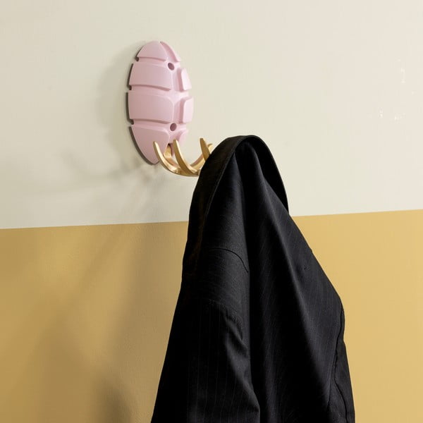 Svetlo rožnat/v zlati barvi plastičen stenski obešalnik Bug – Spinder Design-image-1