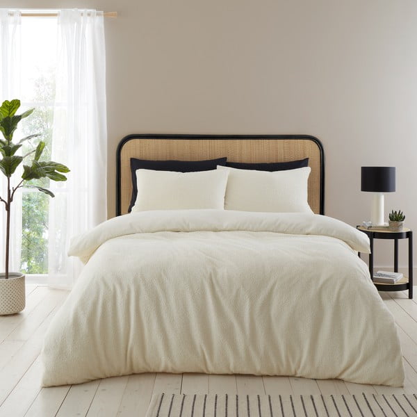 Kremno bela bouclé posteljnina za zakonsko posteljo 200x200 cm Cosy – Catherine Lansfield