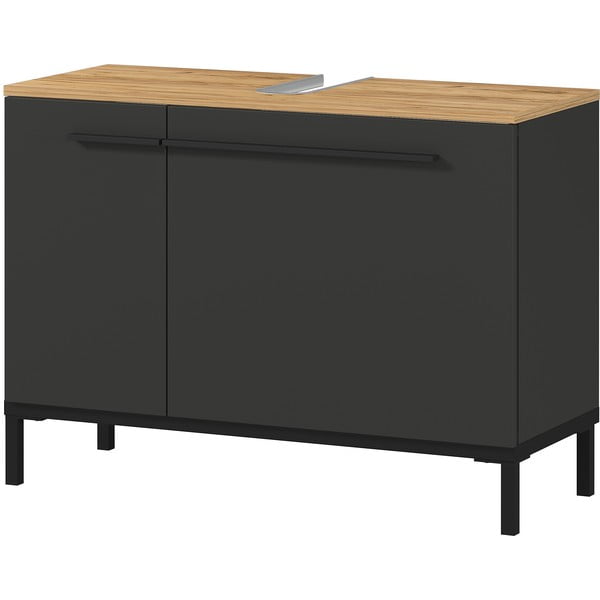 Temno siva omarica za pod umivalnik v hrastovem dekorju 80x59 cm Yonkers - Germania-image-3