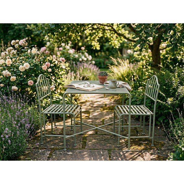 Zelen kovinski vrtni stol – Esschert Design-image-1