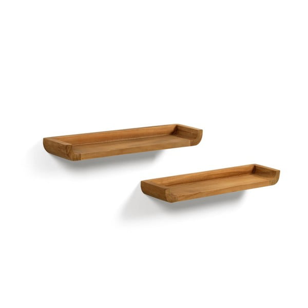 Komplet 2 stenskih polic iz tikovine Kave Home Shamel