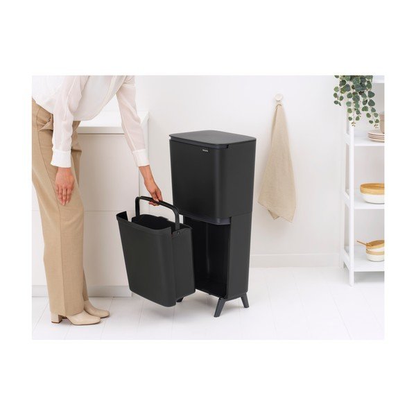 Temno siv plastičen koš za smeti 25+10+10 l za ločevanje odpadkov SortUp Recycle Hi – Brabantia-image-2