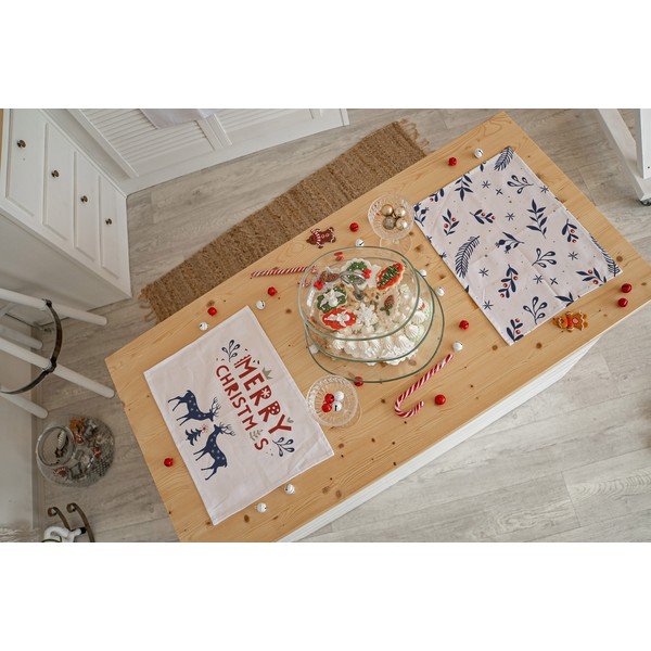 Božični namizni prt v kompletu 2 kosa 45x35 cm Merry Blue Christmas - Butter Kings-image-1