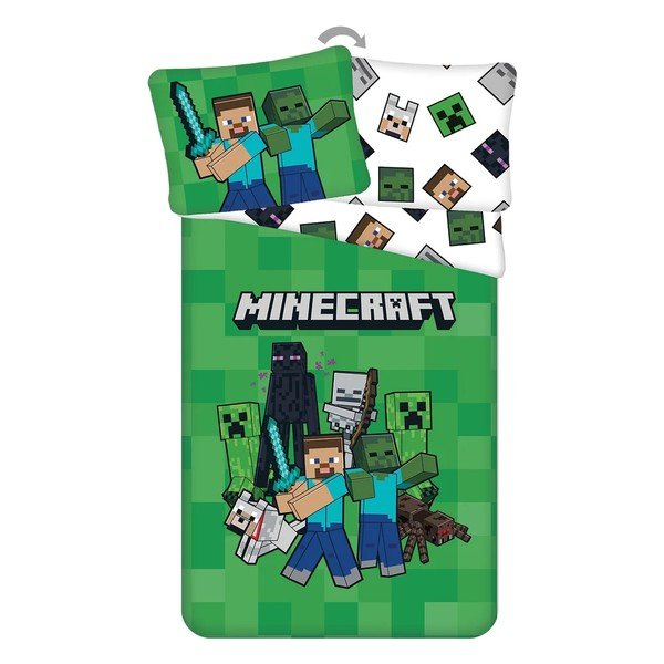 Zelena enojna otroška posteljnina iz mikrovlaken 140x200 cm Minecraft Block Stack – Jerry Fabrics