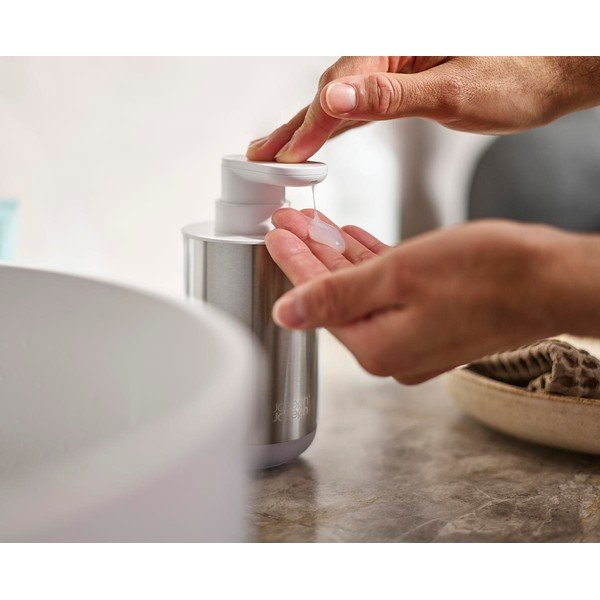 Dozirnik za milo iz nerjavečega jekla v srebrni barvi 300 ml Duo Steel – Joseph Joseph-image-2