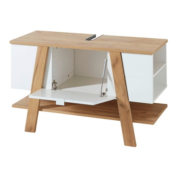 Bela omarica za pod umivalnik v hrastovem dekorju 111x67 cm Novolino - Germania-image-3