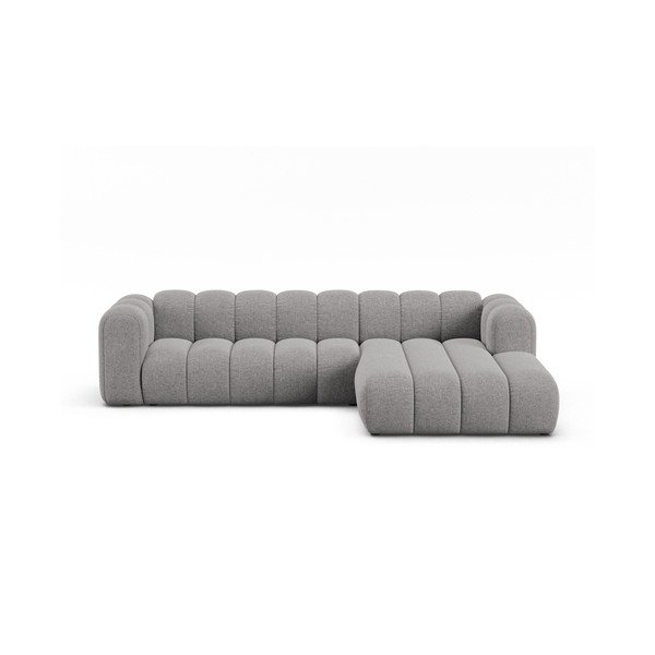 Siva kotna sedežna garnitura iz šenilje (desni kot/z ležalnikom) Lupine – Micadoni 