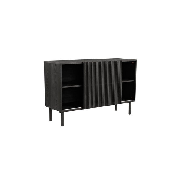 Črna omarica v jesenovem dekorju z drsnimi vrati 124x80x45 cm Sion – Jotex-image-2