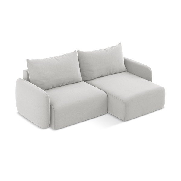 Svetlo siva žametna raztegljiva/s prostorom za shranjevanje kotna sedežna garnitura (desni kot/z ležalnikom) Kalena – Makamii-image-3