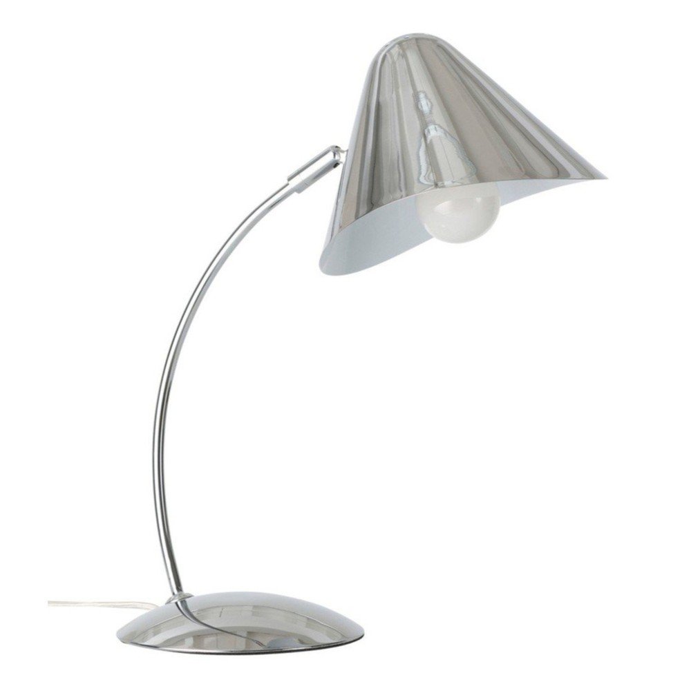 Jeklena namizna svetilka z upogljivo konstrukcijo v sijajno srebrni barvi (višina 40 cm) Nathan