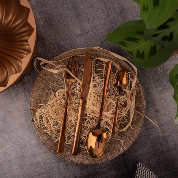 Pribor iz nerjavečega jekla v bakreni barvi 24 kos Copper - Orion-image-4