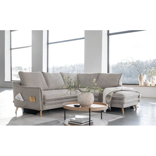 Bež raztegljiva kotna sedežna garnitura (desni kot) Charming Charlie – Miuform-image-3