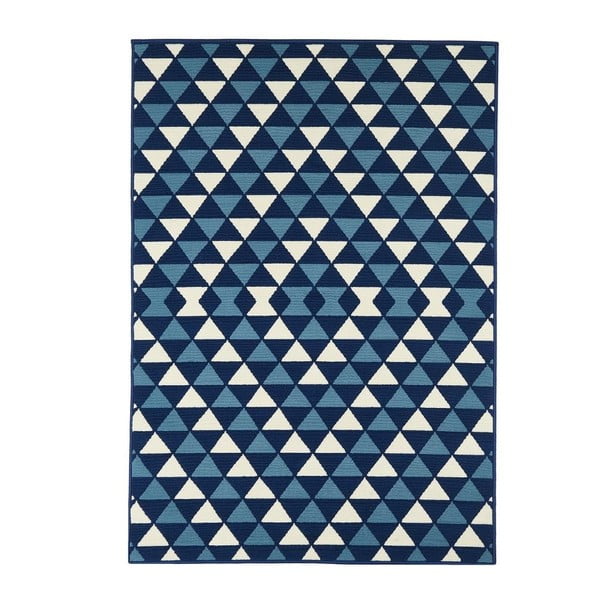 Temno modra zunanja preproga Floorita Trikotniki, 160 x 230 cm
