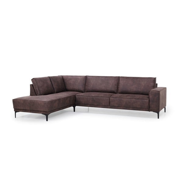 Rjava kotna sedežna garnitura iz imitacije usnja (levi kot) Copenhagen – Scandic-image-2