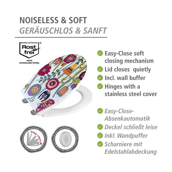 WC deska s počasnim zapiranjem 37 x 44,5 cm Rollin'Art Full Bloom – Wenko-image-4