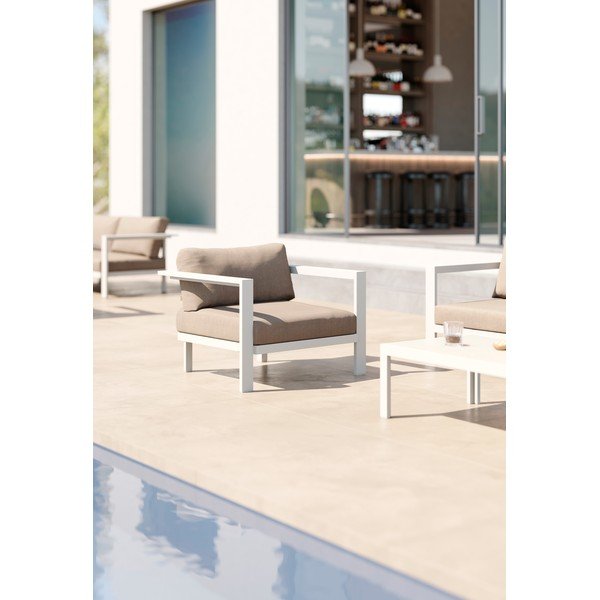 Kremno bel vrtni fotelj Cubic – Diphano-image-1