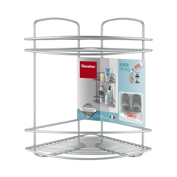 Dvonadstropna kopalniška kotna polica Metaltex Onda Corner-image-1