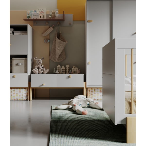 Svetlo siva nizka otroška komoda 100x25 cm Cube - Pinio-image-1