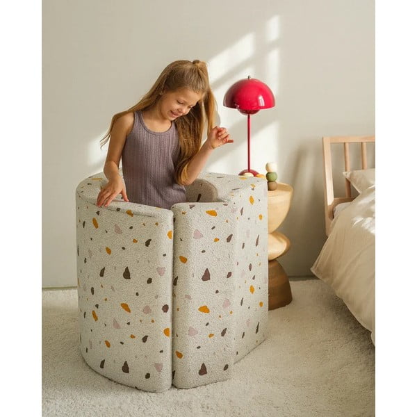 Bel otroški fotelj iz tkanine bouclé in šenilje Terrazzo Moon – Wigiwama-image-4