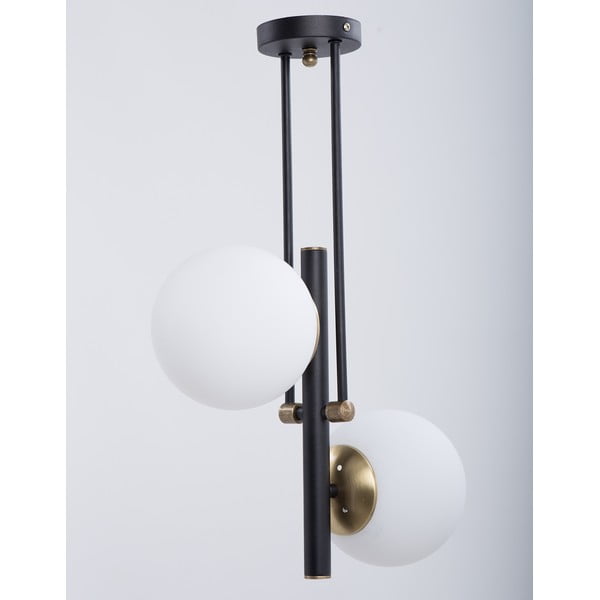 Črno-bela stropna svetilka s steklenim senčilom ø 15 cm Libra – Squid Lighting-image-2