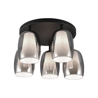 Črna/srebrna stropna svetilka s steklenim senčnikom ø 14 cm Barret – Trio Select