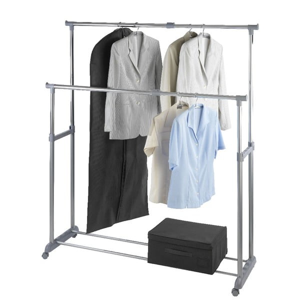 Sivo kovinsko teleskopsko mobilno stojalo za oblačila Twin - Wenko-image-3